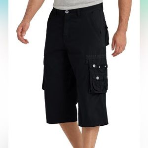 BEST SOUTH Capri Long Twill Cargo Shorts Relaxed Fit Multi-Pocket